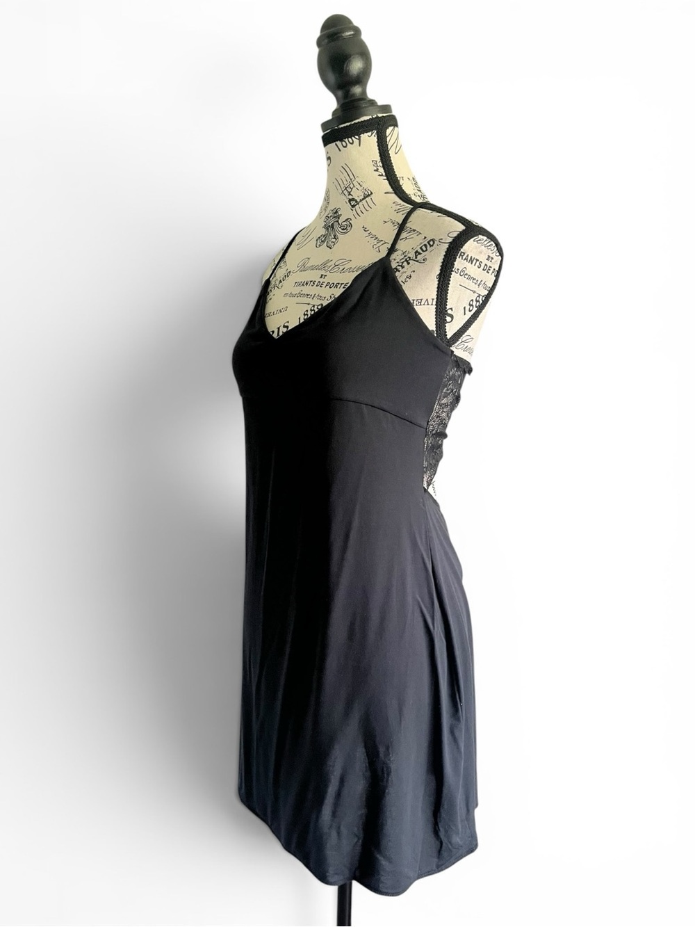 Victoria’s Secret Black Lace Back Slip Dress Y2K Coquette Goth - Picture 3 of 4